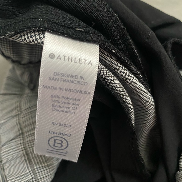 Athleta Brooklyn Ankle Pants Women 8T Black Plaid Work Comfort Stretch Waist - Picture 14 of 15